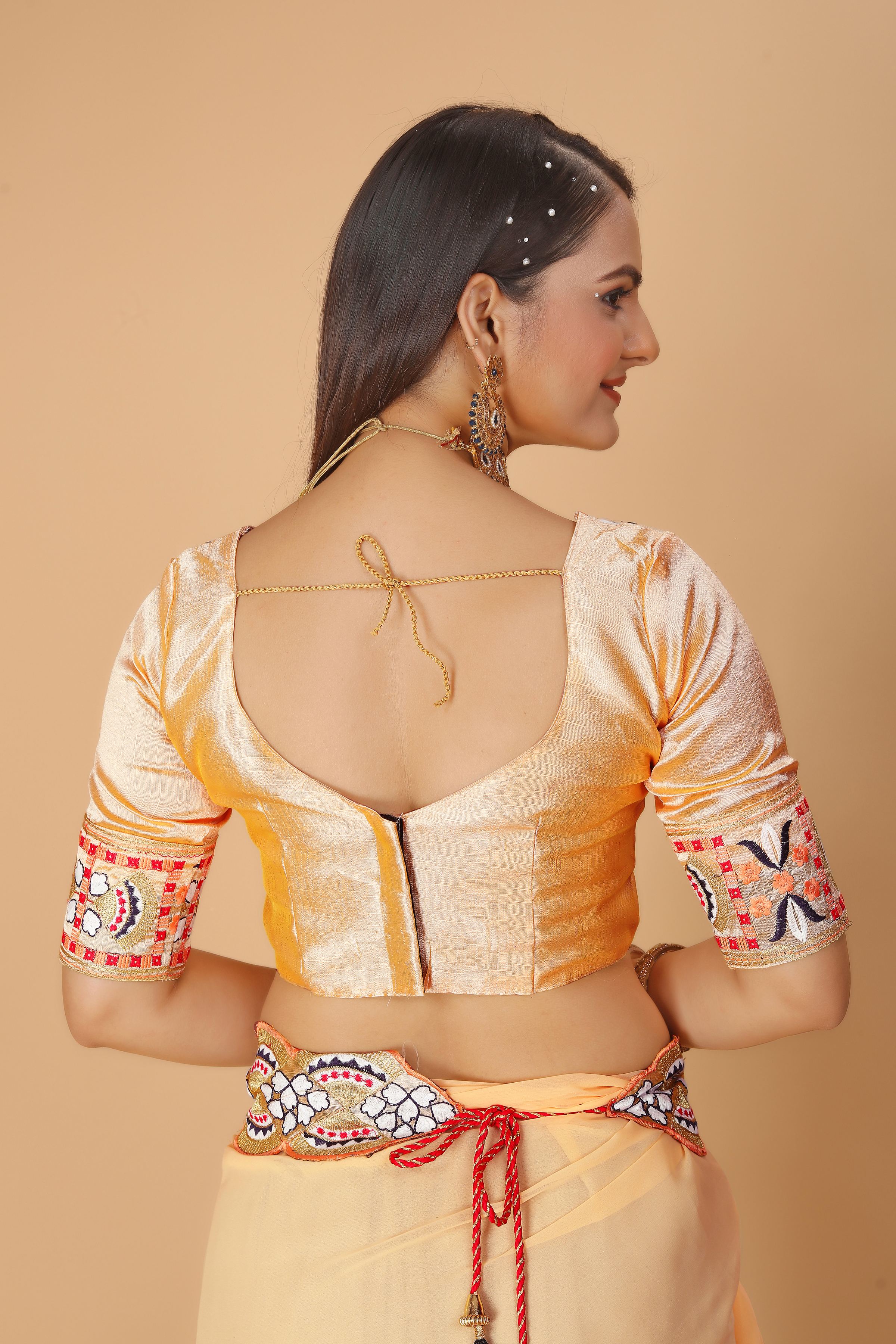 Yellow Georgette Saree with Heavy Ethnic Embroidery Border