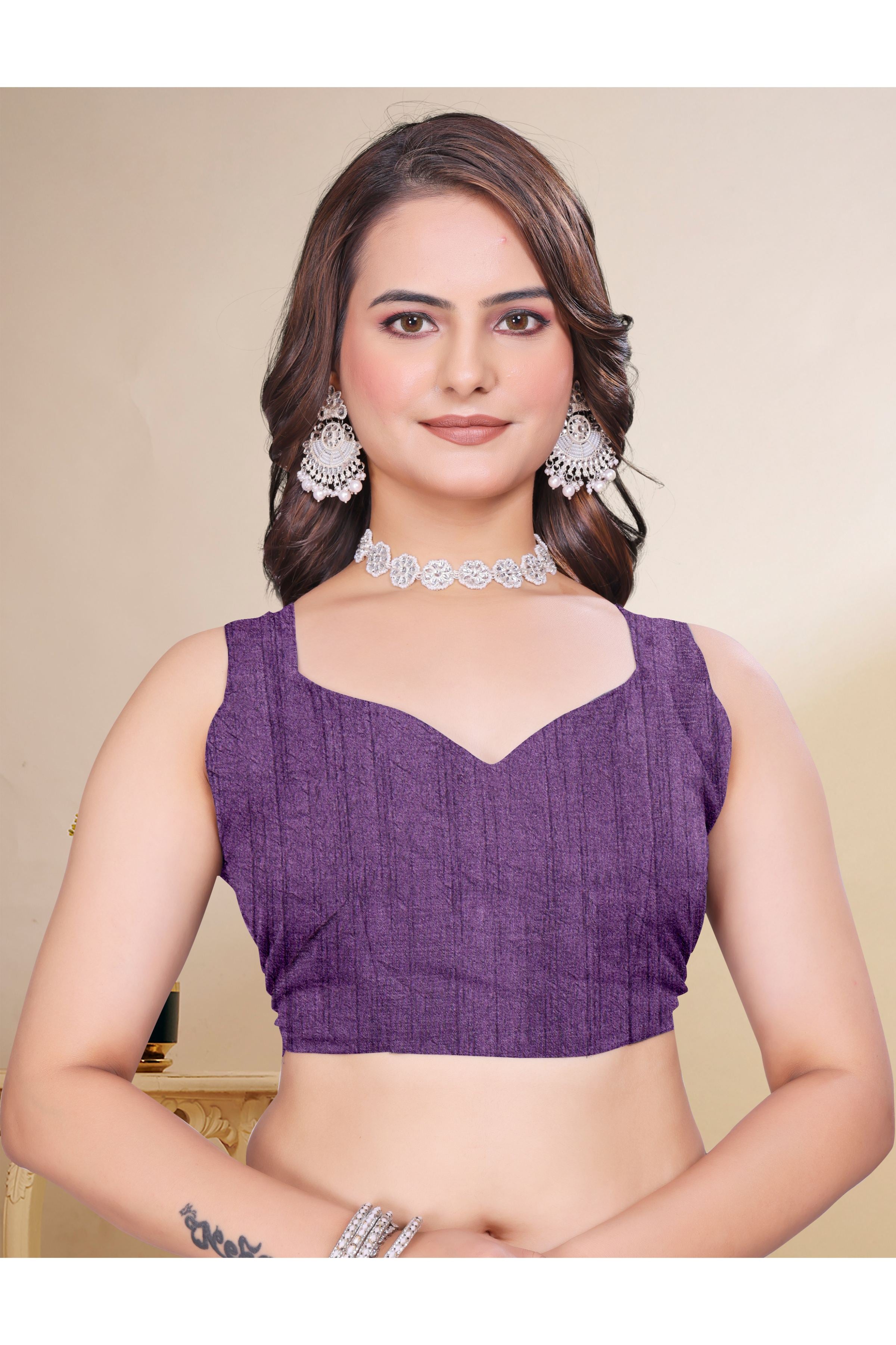 Purple Diamond Work Georgette Designer Saree