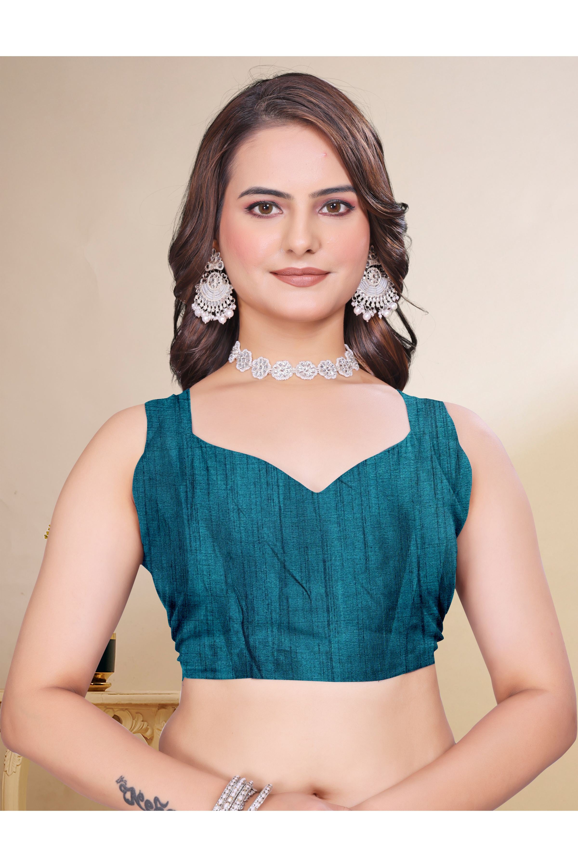 Teal Blue Diamond Work Georgette Designer Saree