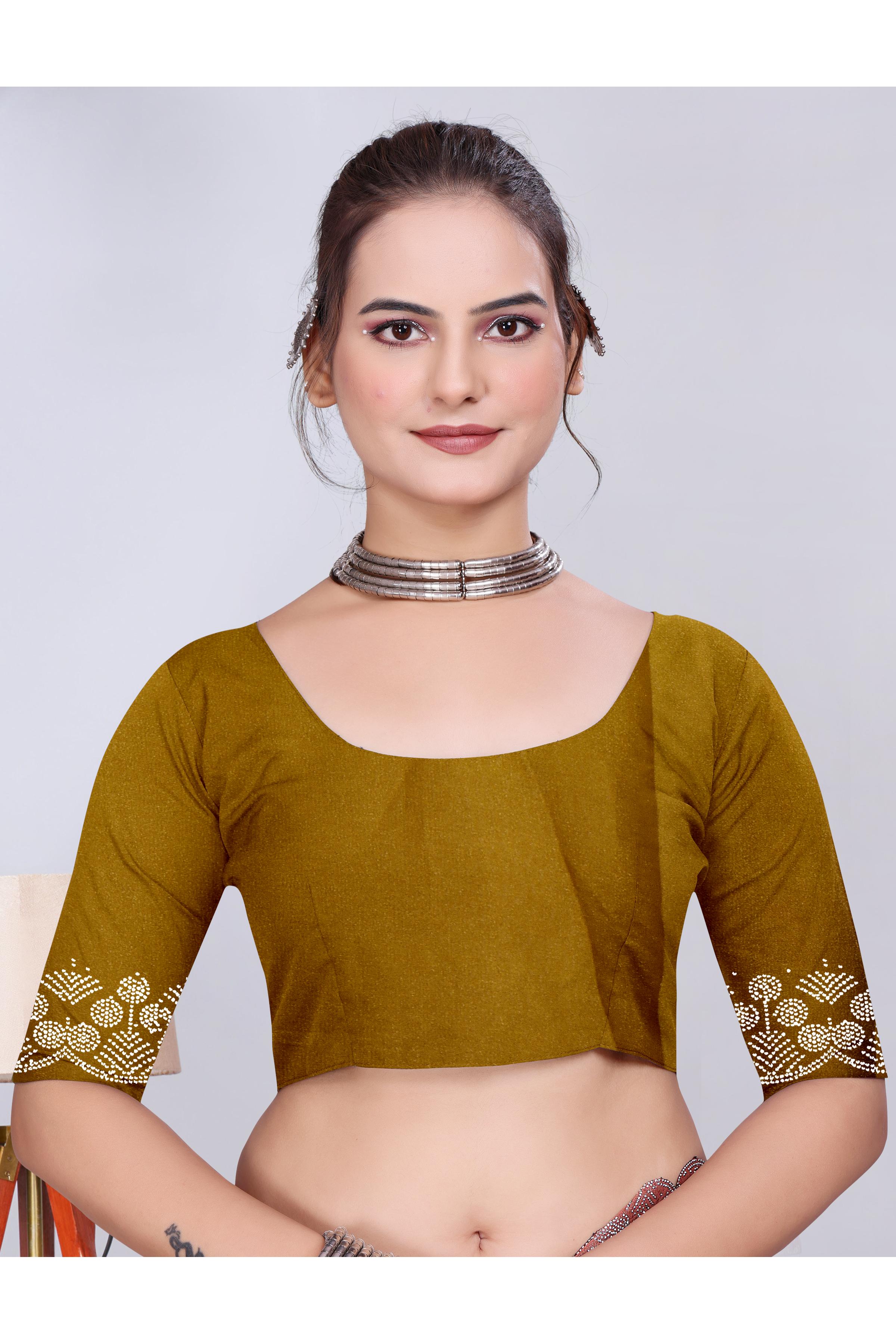 Mustard Yellow Diamond Work Chiffon Designer Saree