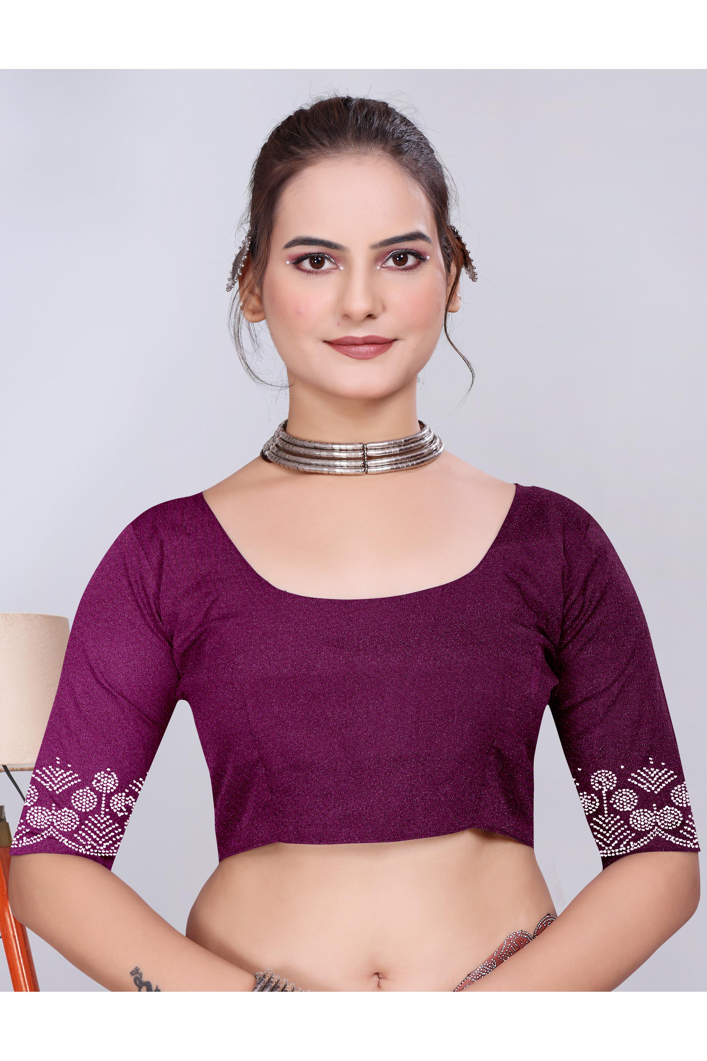 Wine Diamond Work Chiffon Designer Saree