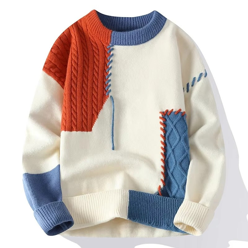 Man Non-Iron Patchwork Sweaters Men's Spring Autumn Winter Men's Sweater Classic Style Casual Pullovers