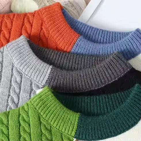 Man Non-Iron Patchwork Sweaters Men's Spring Autumn Winter Men's Sweater Classic Style Casual Pullovers