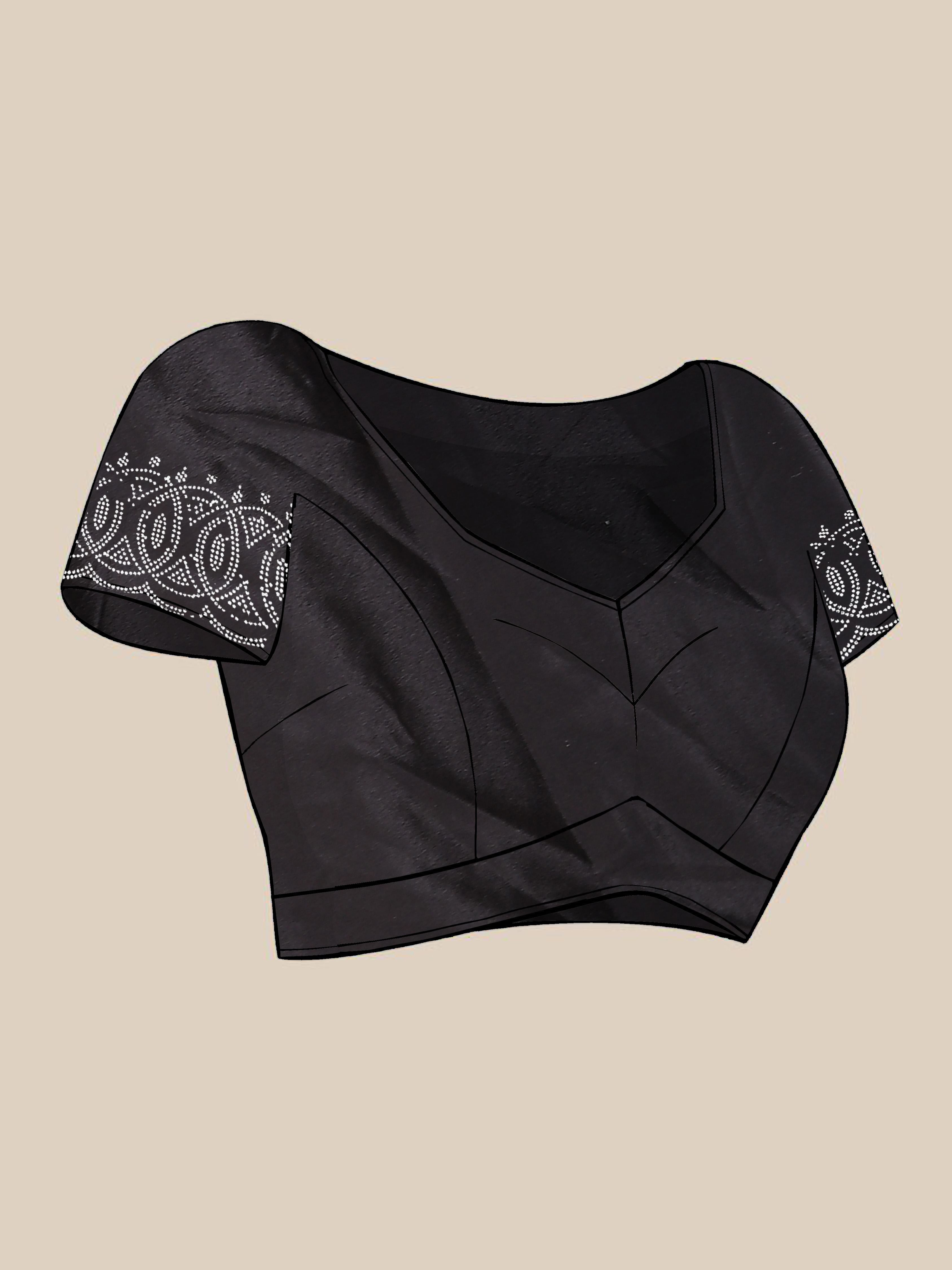 Black Georgette Diamond Work Party Wear Saree