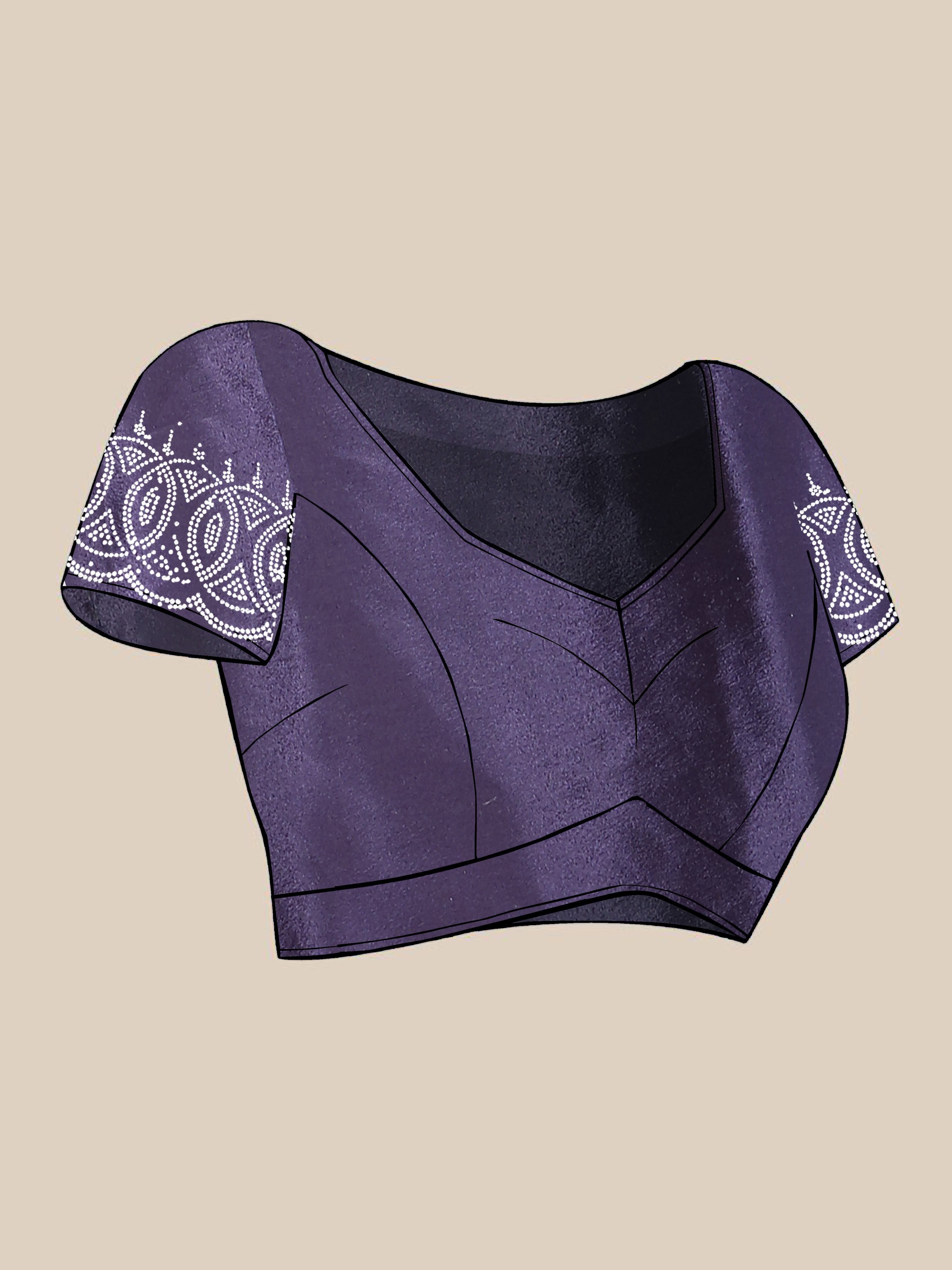 Indigo Purple Georgette Diamond Work Party Wear Saree