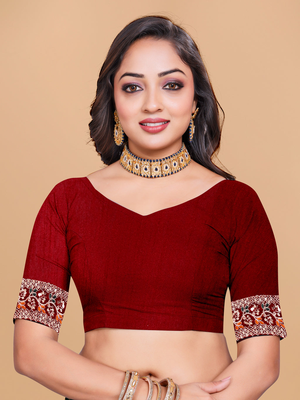 Bandhani Fancy Embroidered Silk Saree With Blouse