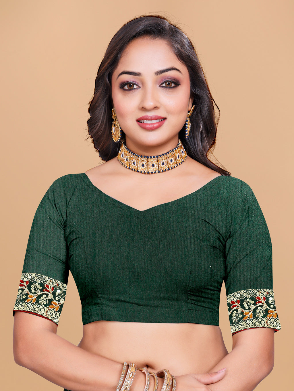 Bandhani Fancy Embroidered Silk Saree With Blouse