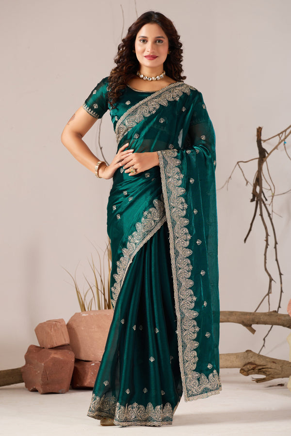 Green Jimmy Choo Embroidered Saree