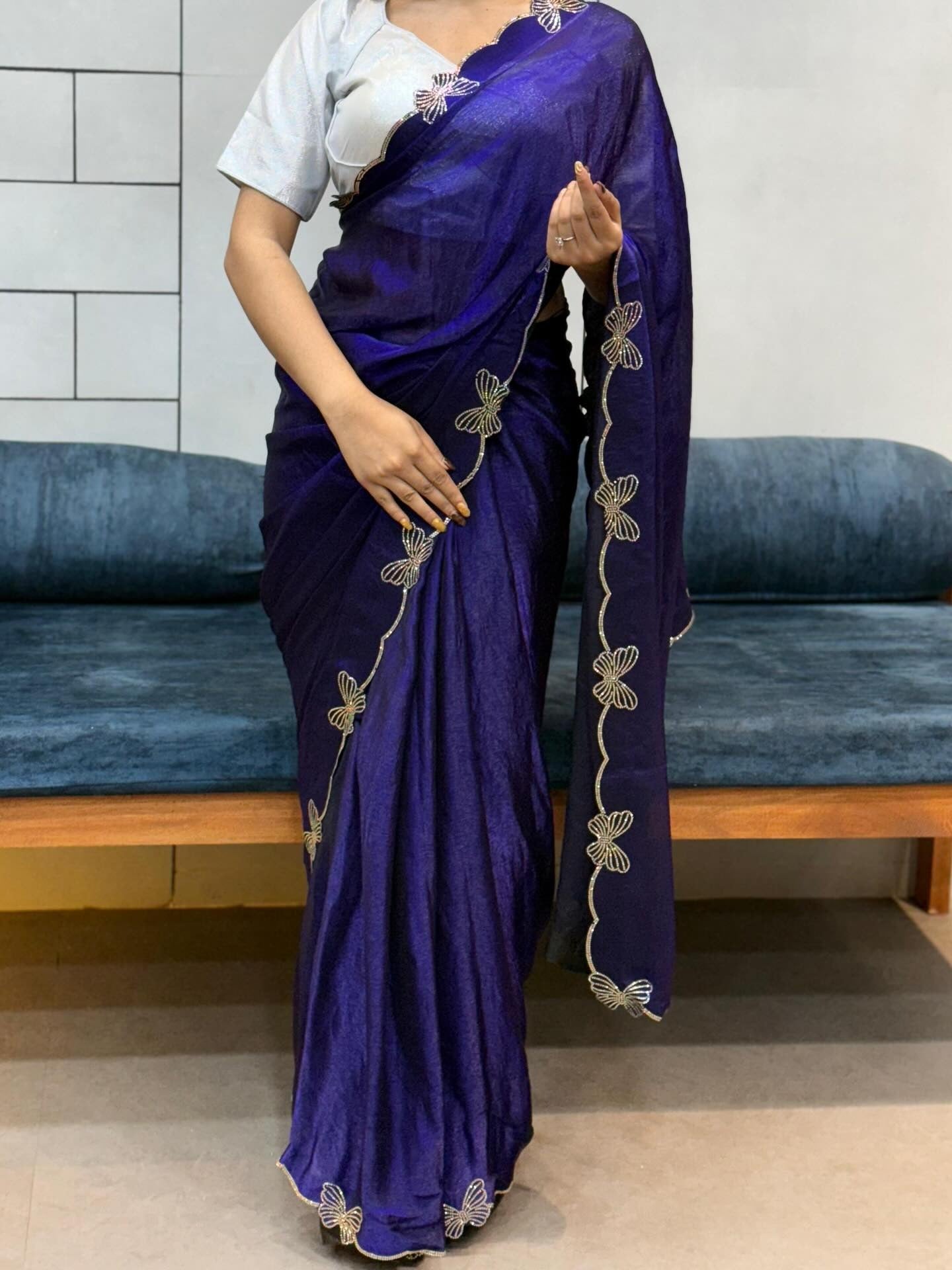 Butterfly Elegance Stone Work Saree