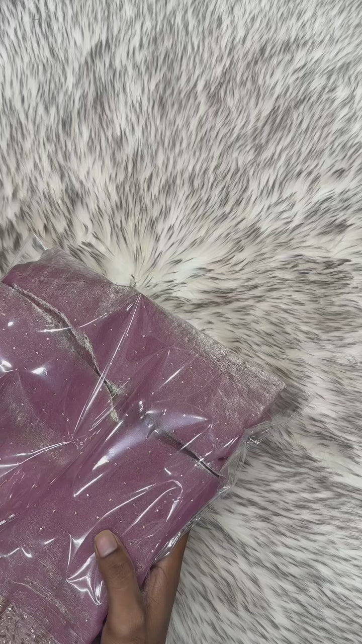 Party Wear Diamond Work Silk Onion Color Saree