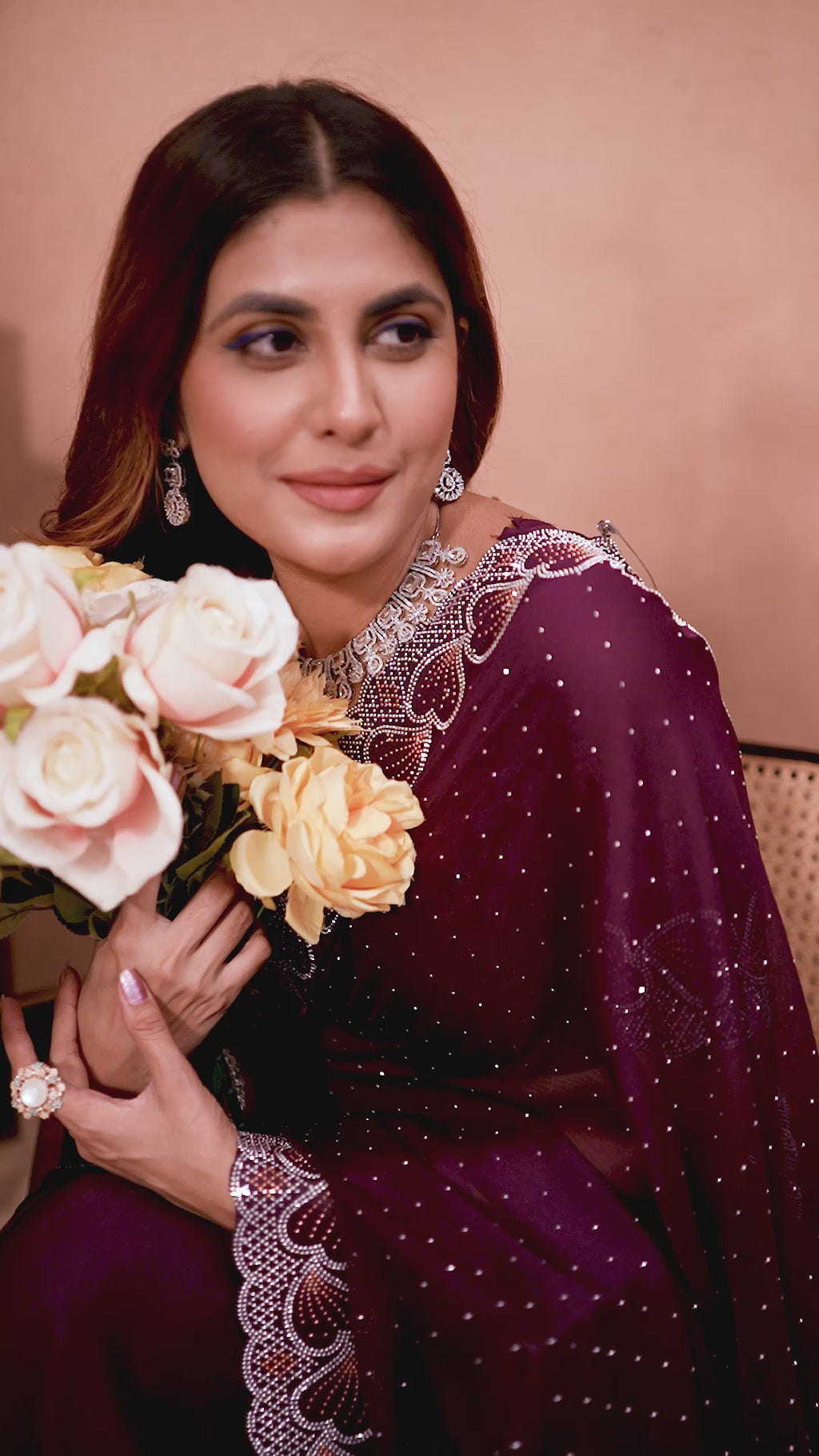 Diamond Work Fancy Designer Saree With Blouse