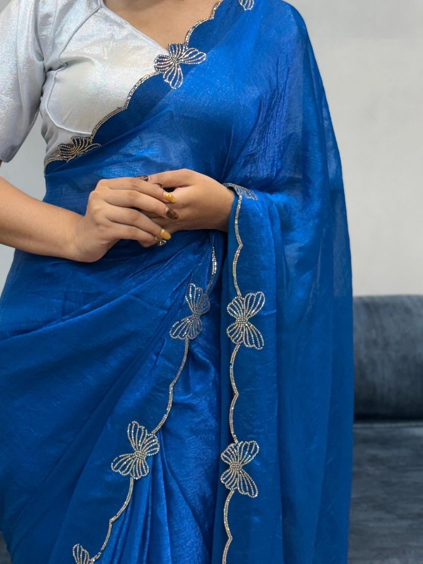 Butterfly Elegance Stone Work Saree