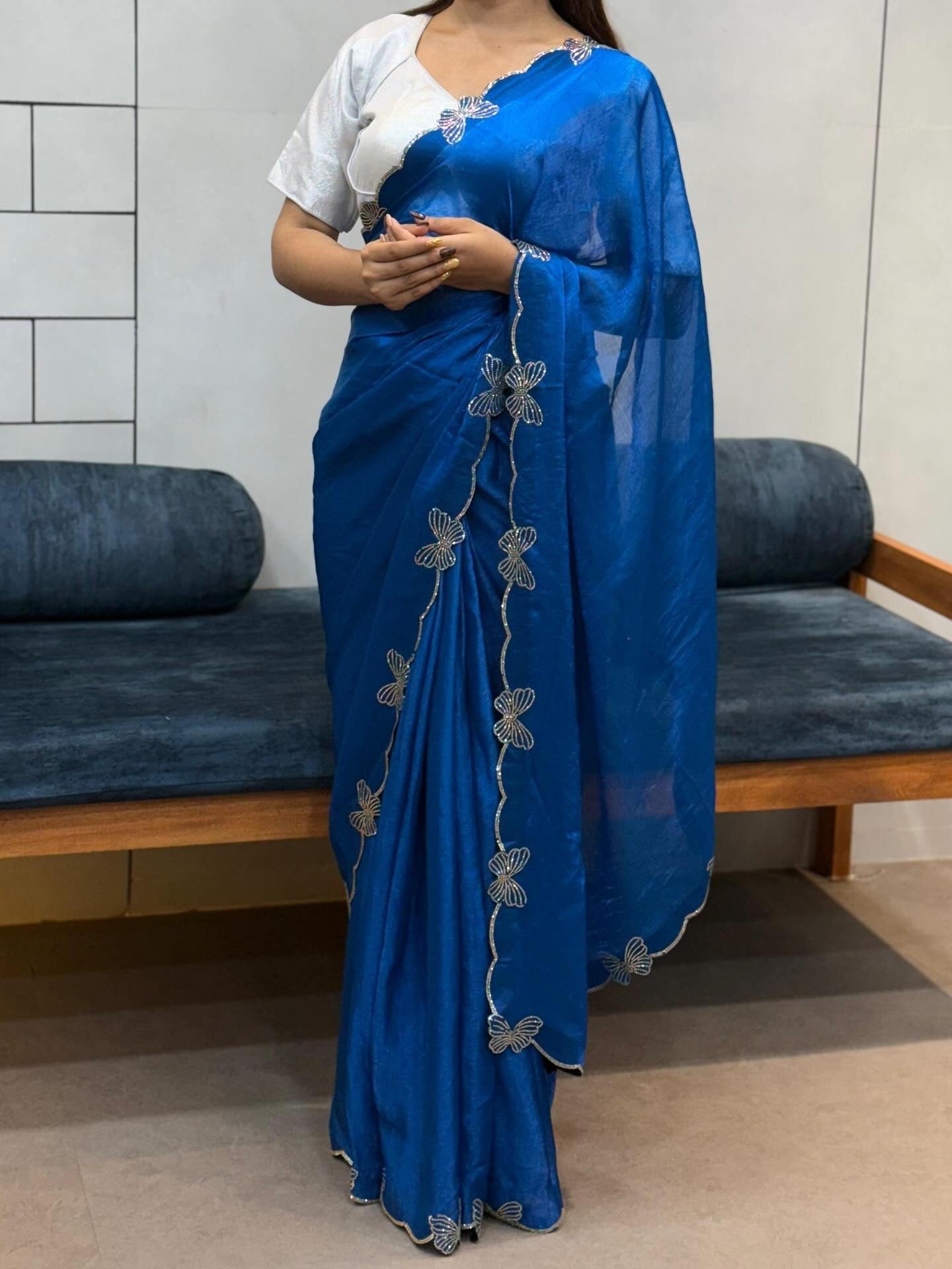 Butterfly Elegance Stone Work Saree