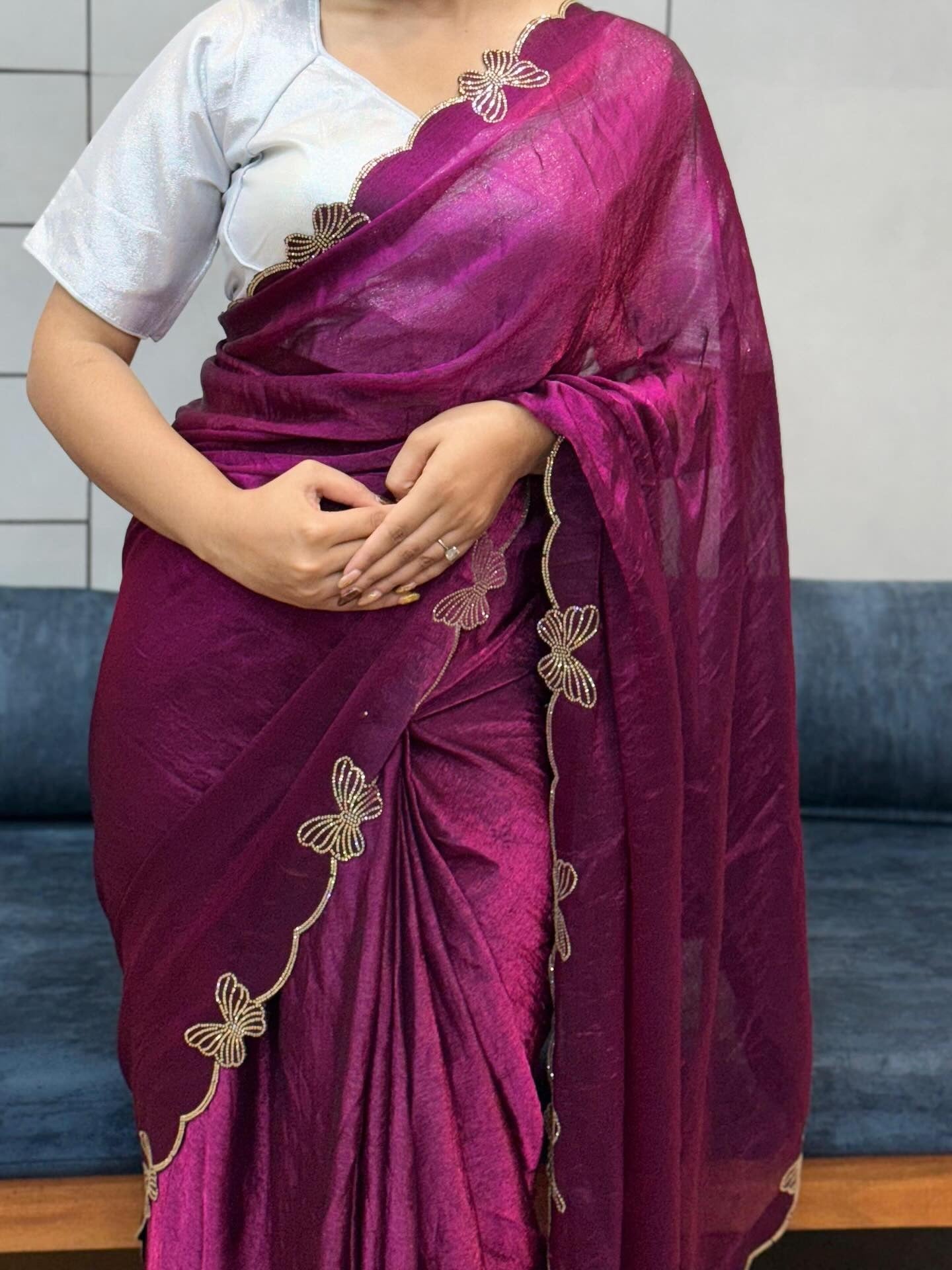 Butterfly Elegance Stone Work Saree