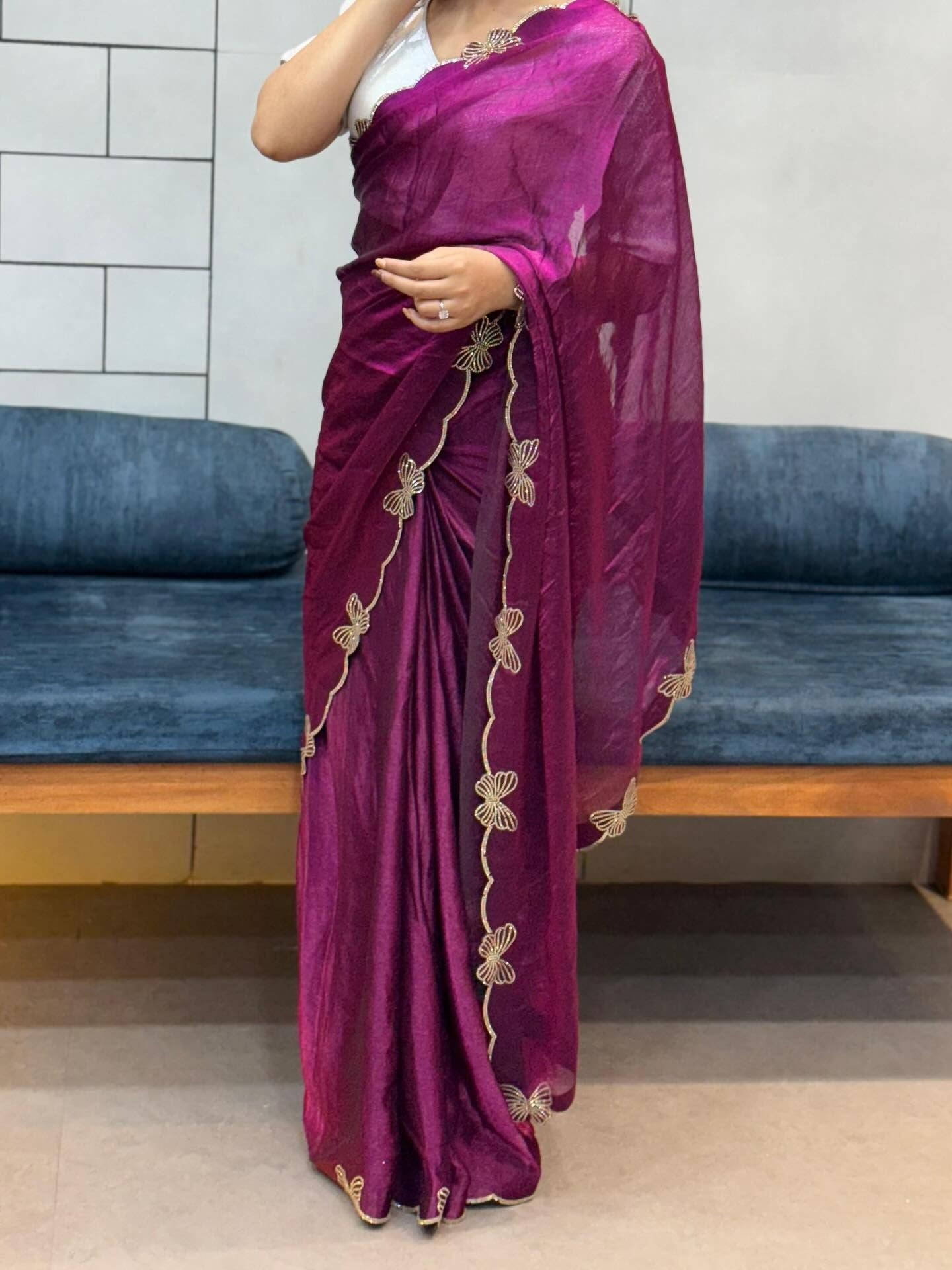 Butterfly Elegance Stone Work Saree